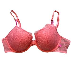NEW Victoria's Secret Underwire Pink‎ Lace Demi Bra Womens Size 36B Lined NWT